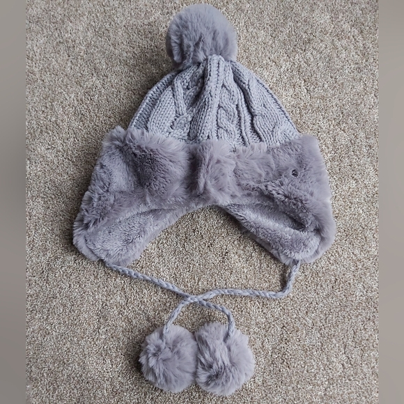 Cable Knit Faux Fur Hat, Neck Warmer and Fingerless Mitt Set - Picture 2 of 5